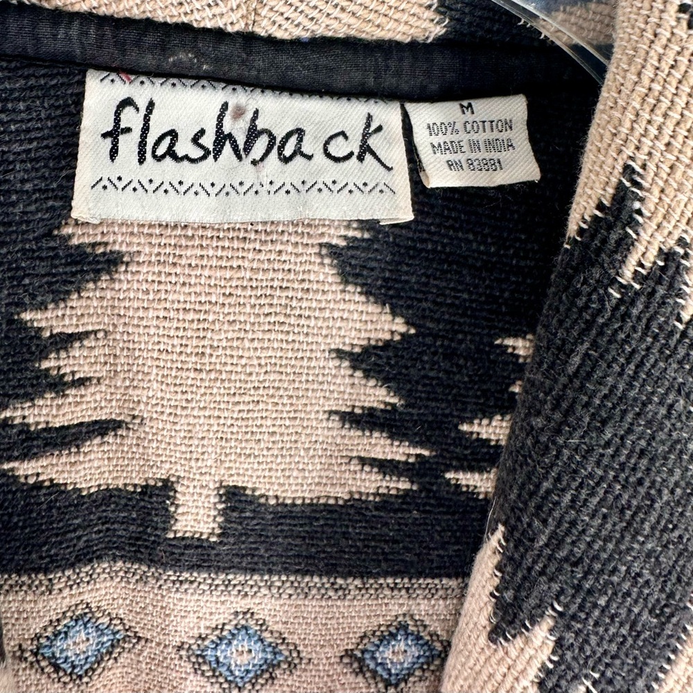Flashback Womens Tapestry Jacket Southwest Aztec Pattern One Button Bears Size M - Picture 3 of 4